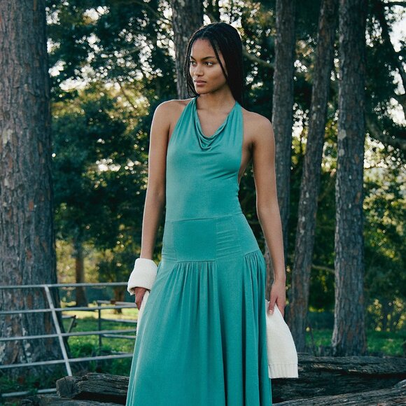 Free People Sasha Convertible Maxi Dress Green SMALL NWT - Picture 4 of 7